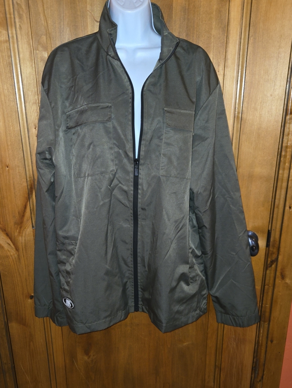 Men's Olive Green Zip-Up Windbreaker Jacket